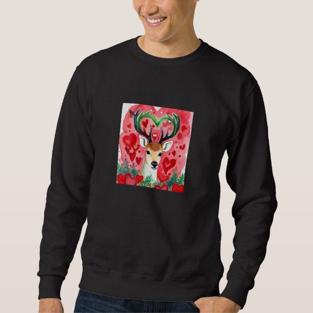 Moletom Valentine's Day Love Heart Cute Deer Girlfriend Fi (Frente)