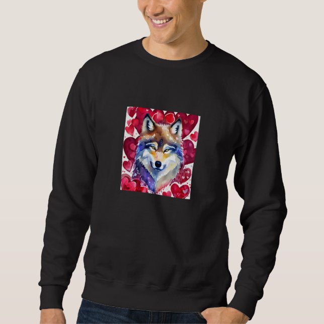 Moletom Valentine's Day Love Heart Cute Wolf Girlfriend Fi (Frente)