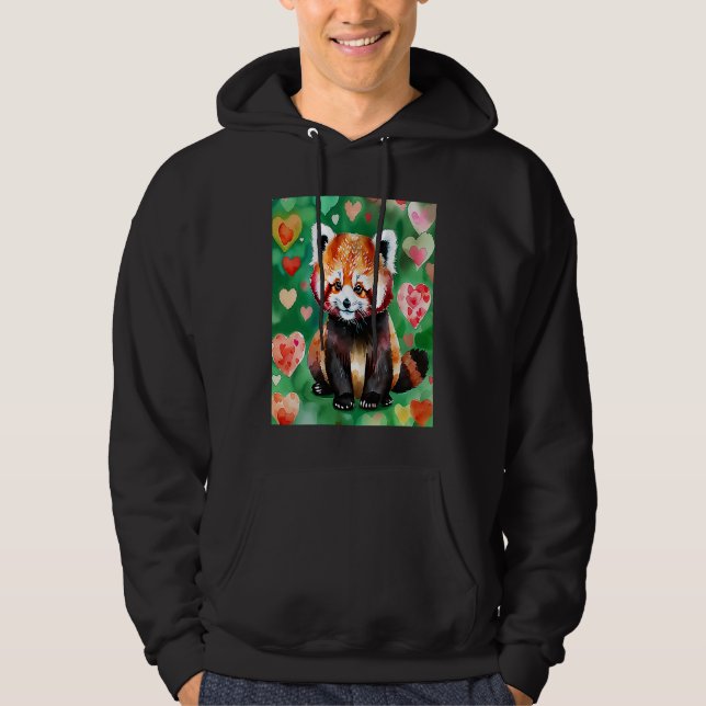 Moletom Valentine's Day Love Heart Red Panda Girlfriend Fi (Frente)