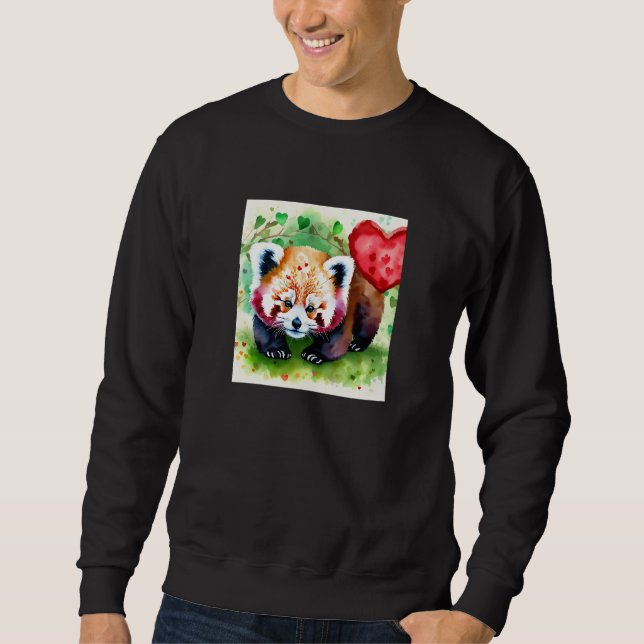Moletom Valentine's Day Love Heart Red Panda Girlfriend Fi (Frente)