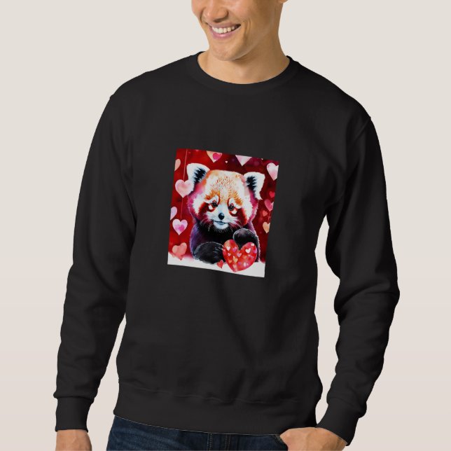Moletom Valentine's Day Love Heart Red Panda Girlfriend Fi (Frente)