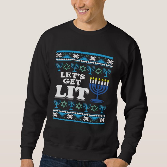 Moletom Vamos Ficar Bêbados Judaico Feio Hanukkah Natal (Frente)
