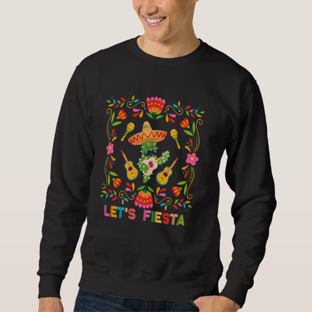 Moletom Vamos Fiesta Cinco De Mayo com Guitar Cactus Sombr (Frente)