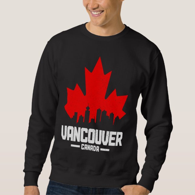 Moletom Vancouver BC Canadá Folha de Bordo Bandeira Canade (Frente)