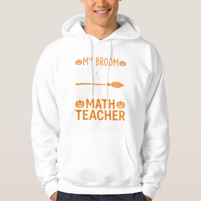 Moletom Vassoura de Halloween para Professor de Matemática (Frente)
