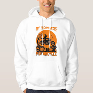 Moletom Vassoura Quebrou Halloween Bruxa Motocicleta Morce