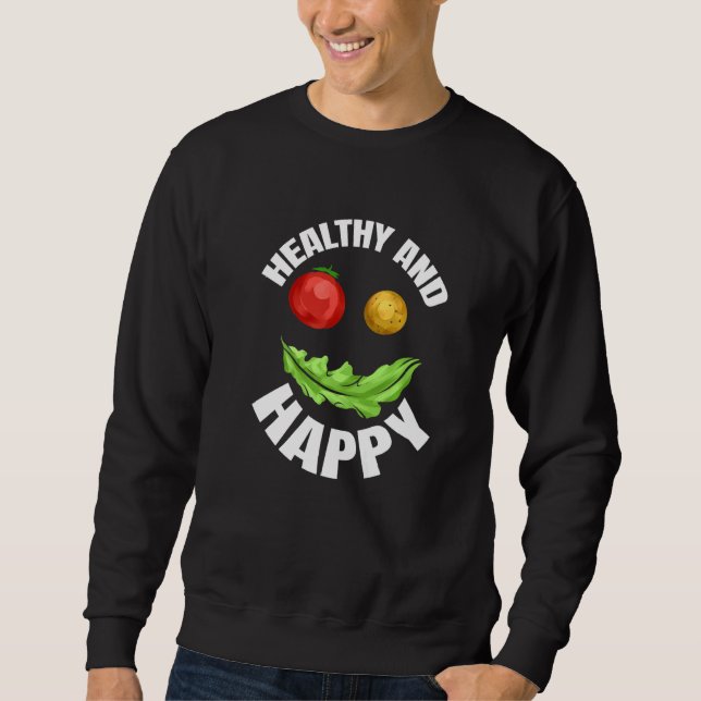 Moletom Veggie Face Is Healthy And Happy Because It Is Veg (Frente)