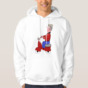Moletom Velho Divertido Andando de Lambreta Vermelha