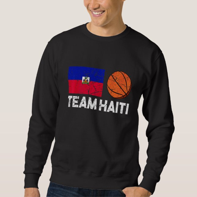Moletom Ventilador 1 de basquetebol da bandeira haitiana d (Frente)
