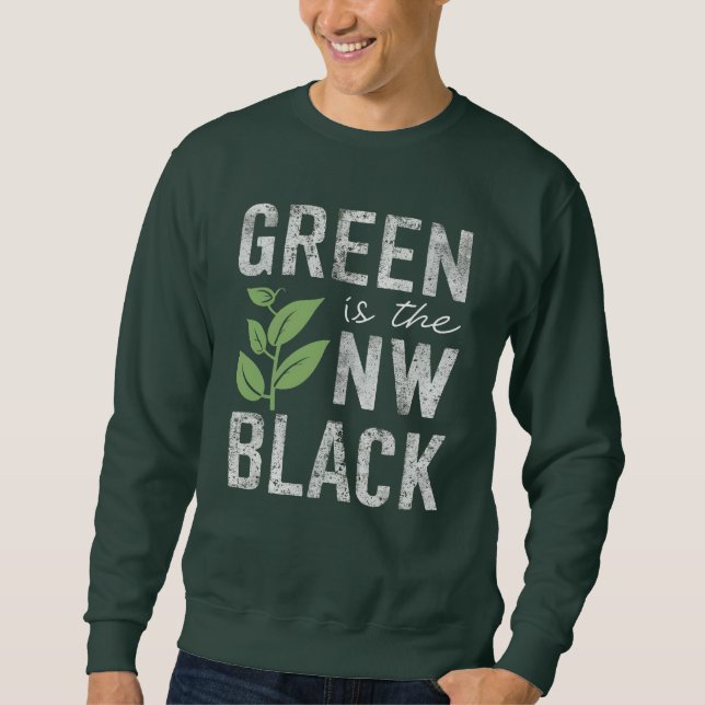 Moletom Verde É O Novo Slogan Ecológico Preto (Frente)
