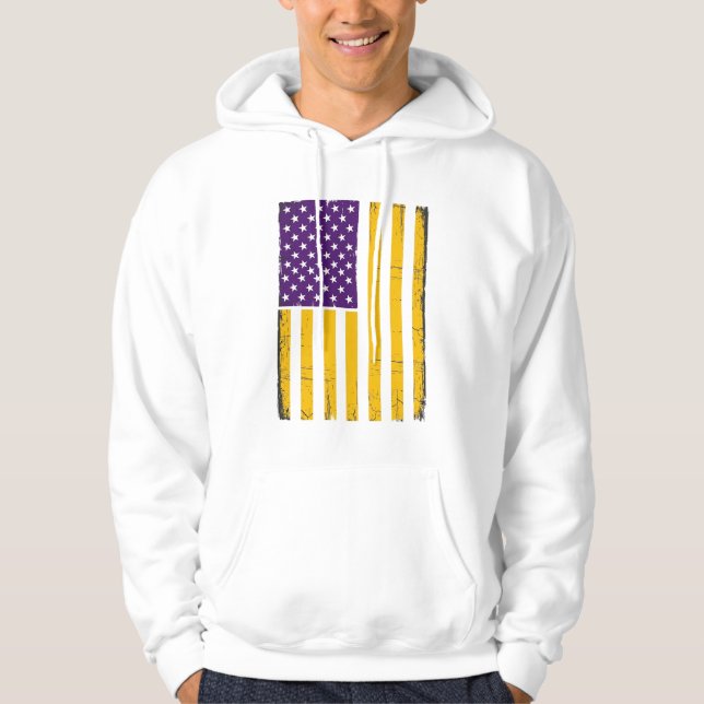 Moletom Vetor de bandeira americana roxa e dourada desgast (Frente)