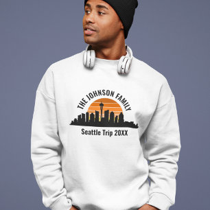 Moletom Viagem a Seattle Silhueta Pôr do Sol Personalizado
