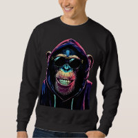 Vibe Neon – Chimpanzé Estiloso com Capuz e Óculos