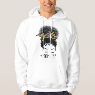 Moletom Vida de Mãe Afro Cabelo Desarrumado em Coque Leopa
