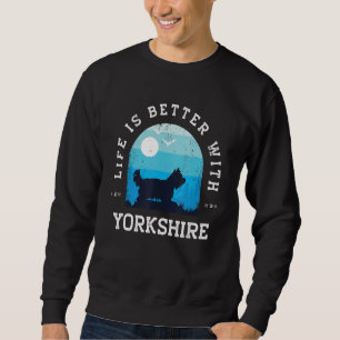 Moletom Vida Melhor Yorkshire Azul Vintage Cachorro Mãe Pa