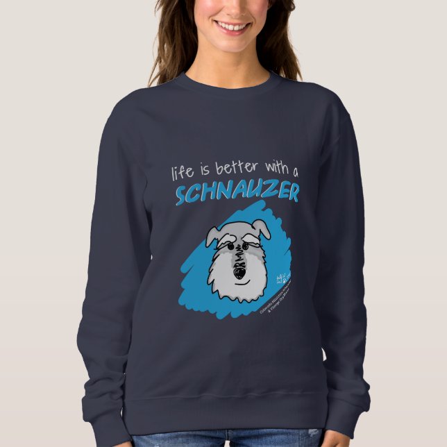 Moletom Vida… Schnauzer - camisola escura (mulheres) (Frente)