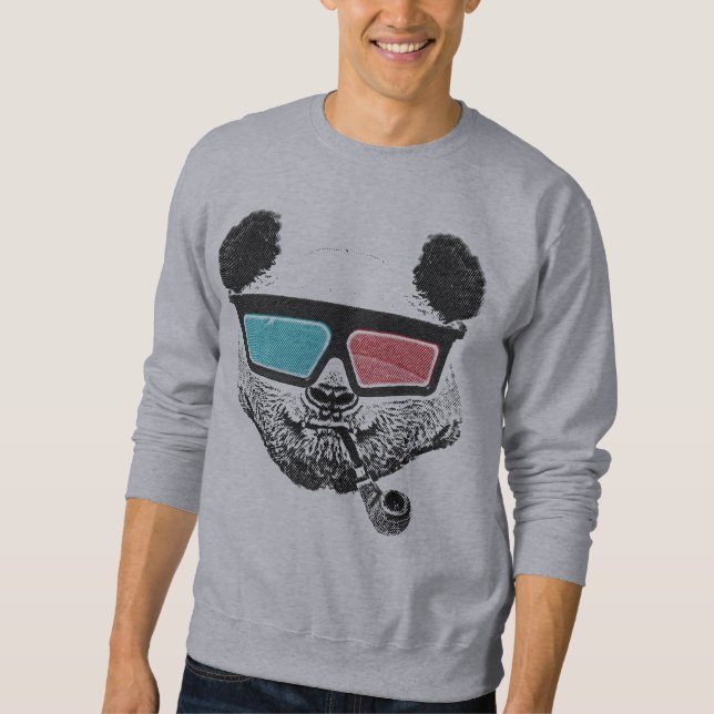 Moletom Vidros 3-D da panda do vintage (Frente)