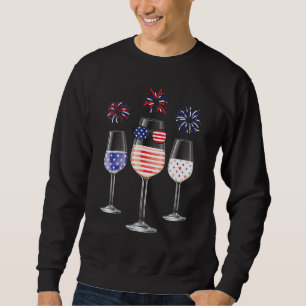 Moletom Vidros de Vinho Azul Vermelho Bandeira Americana F