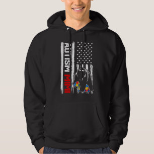 Moletom Vintage Autism Mimi Bear American Flag Awarse F