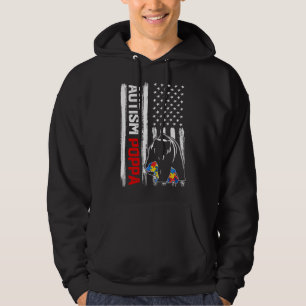 Moletom Vintage Autism Poppa Bear American Flag Consciênci
