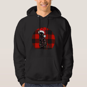 Moletom Vintage Black Cat Luzes de Natal xadrez Cat Lover