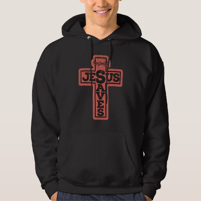 Moletom Vintage Christian Cross Jesus Saves (Frente)