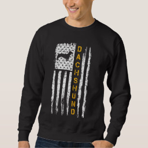 Moletom Vintage EUA Flag Dachshund Dog Silhouket