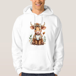 Moletom Vintage Highland Cow Amante de Café Aquarela Fofo