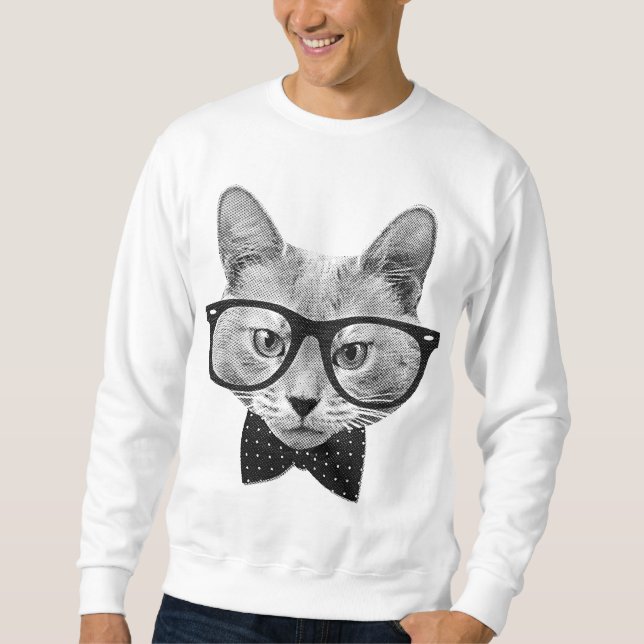 Moletom Vintage hipster cat (Frente)