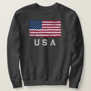 Moletom Vintage Look US Flag (Texto Branco)