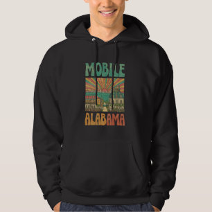 Moletom Vintage Mobile Alabama Sunset Skyline Cityscape Re