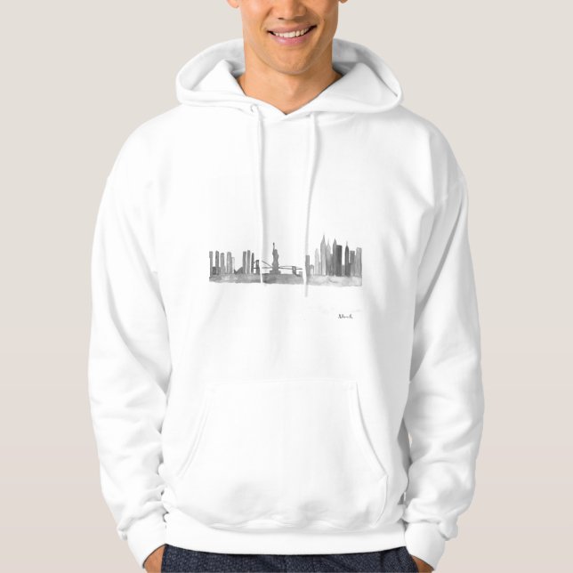 Moletom Vintage NYC preto no horizonte de Nova Iorque (Frente)