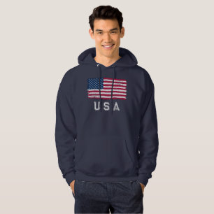 Moletom Vintage Olhar Sinalizador dos EUA (Texto Branco) H
