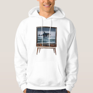 Moletom Vintage Orca Breaching Analog Television Design,