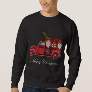 Moletom Vintage Red Truck Com Três Gnomos Feliz Christma