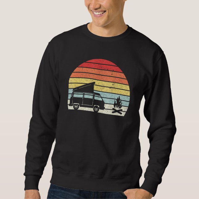 Moletom Vintage Retro Camper Van Bus Vanlife Campfire (Frente)
