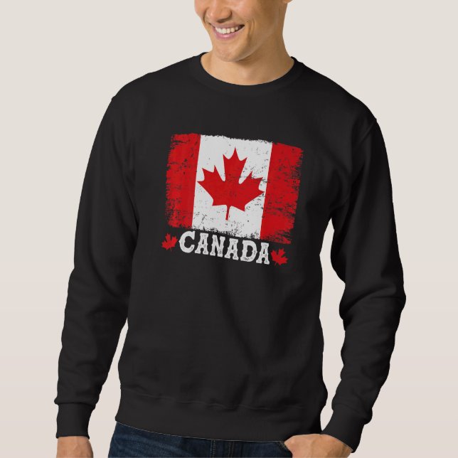 Moletom Vintage Retro Canadense Maple Leaf Canada Flag (Frente)