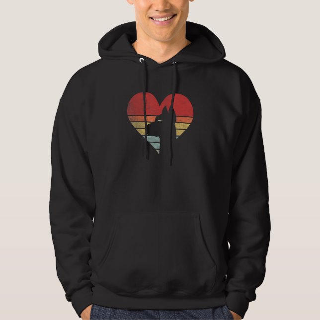 Moletom Vintage Retro Doberman Heart Silhouette Valentine' (Frente)