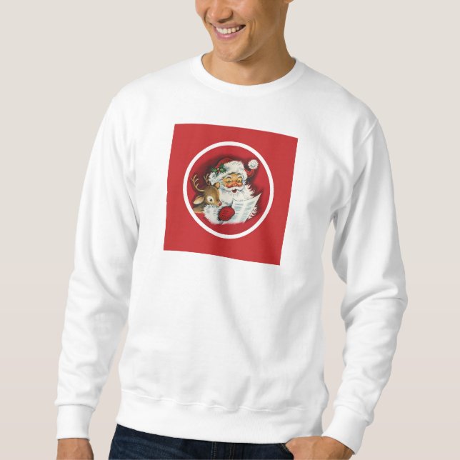 Moletom Vintage Santa Claus com Reindeer (Frente)