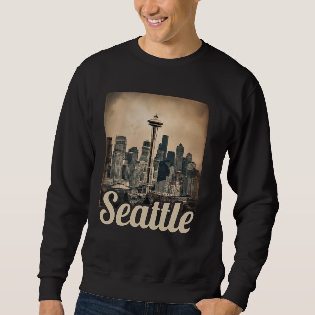 Moletom Vintage Seattle Washington Skyline Cityscape 80s 7 (Frente)