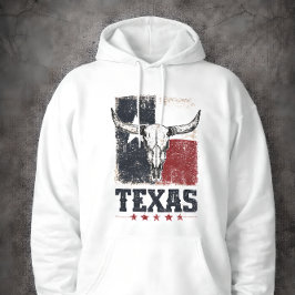 Moletom Vintage Texas Longhorn Bull Skull Distressed Flag