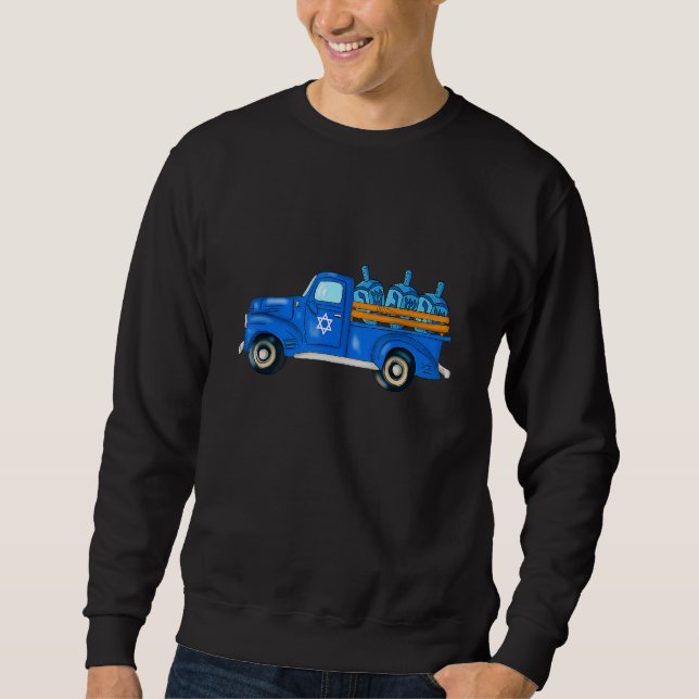 Moletom Vintage Truck Farmhouse Happy Hanukkah Jewish Holi (Frente)