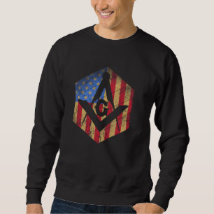 Moletom Vintage US Mason Flag Square e Compass Masonic S