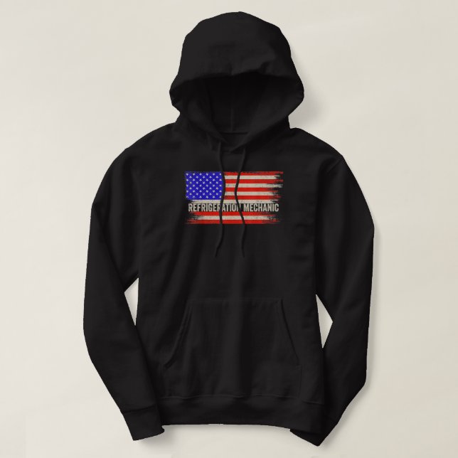 Moletom Vintage USA American Flag Refrigeric Mechanic P (Frente do Design)