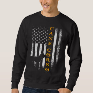 Moletom Vintage USA Cane Corso Dog Silhouette American Fla