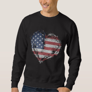 Moletom Vintage USA Heart Shape American Flag Na moda Desi