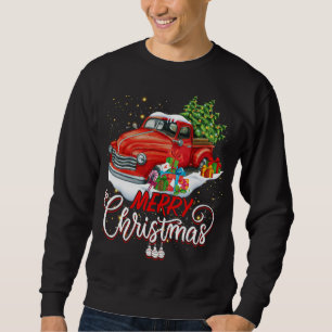 Moletom Vintage Wagon Red Truck Árvore de Natal Pajama Fam