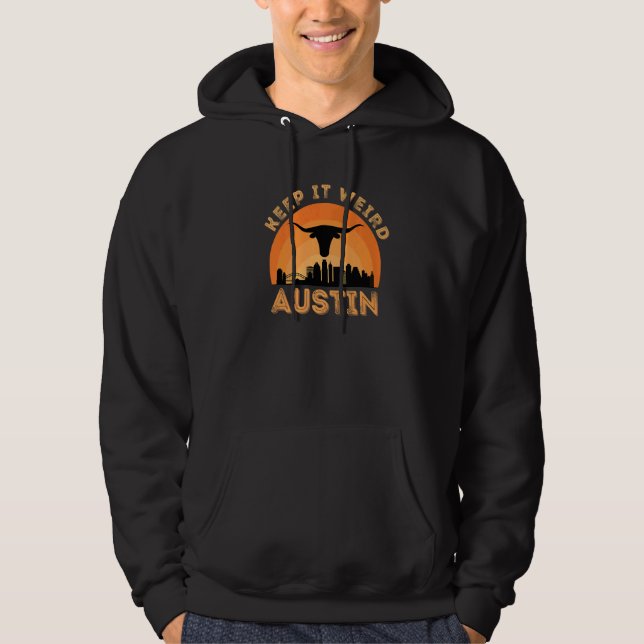 Moletom Vintge Austin Texas Keep It Weird Longhorn Sunset (Frente)