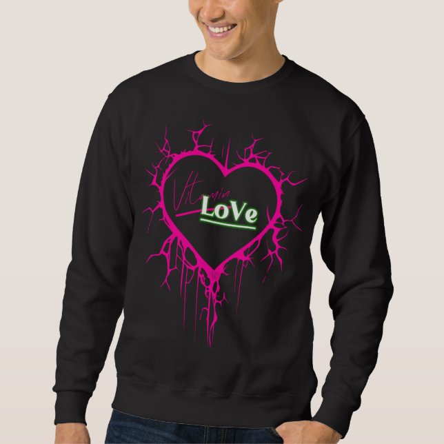Moletom Vitamin Love Brand Pink Heart Design Sweatshirt  (Frente)