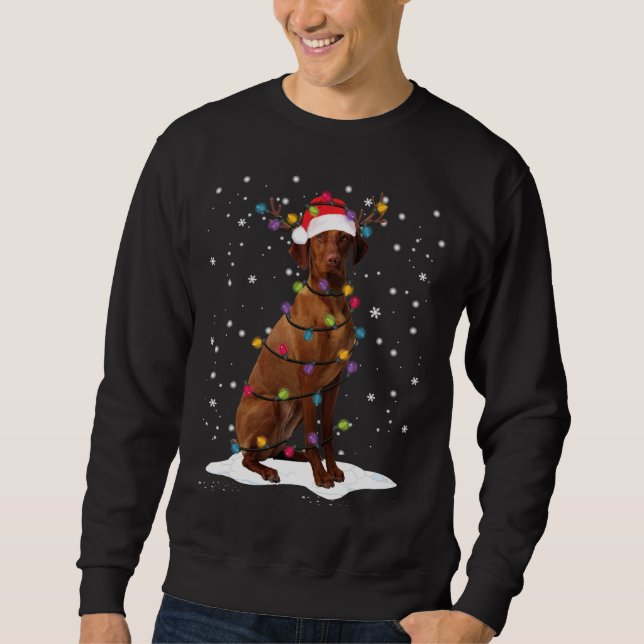 Moletom Vizsla Árvore de Natal Light Pajama Engraçado (Frente)